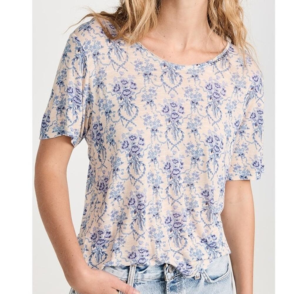LoveShackFancy Calix Tee Frosted Shores Blue Floral Size Small